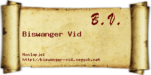 Biswanger Vid névjegykártya